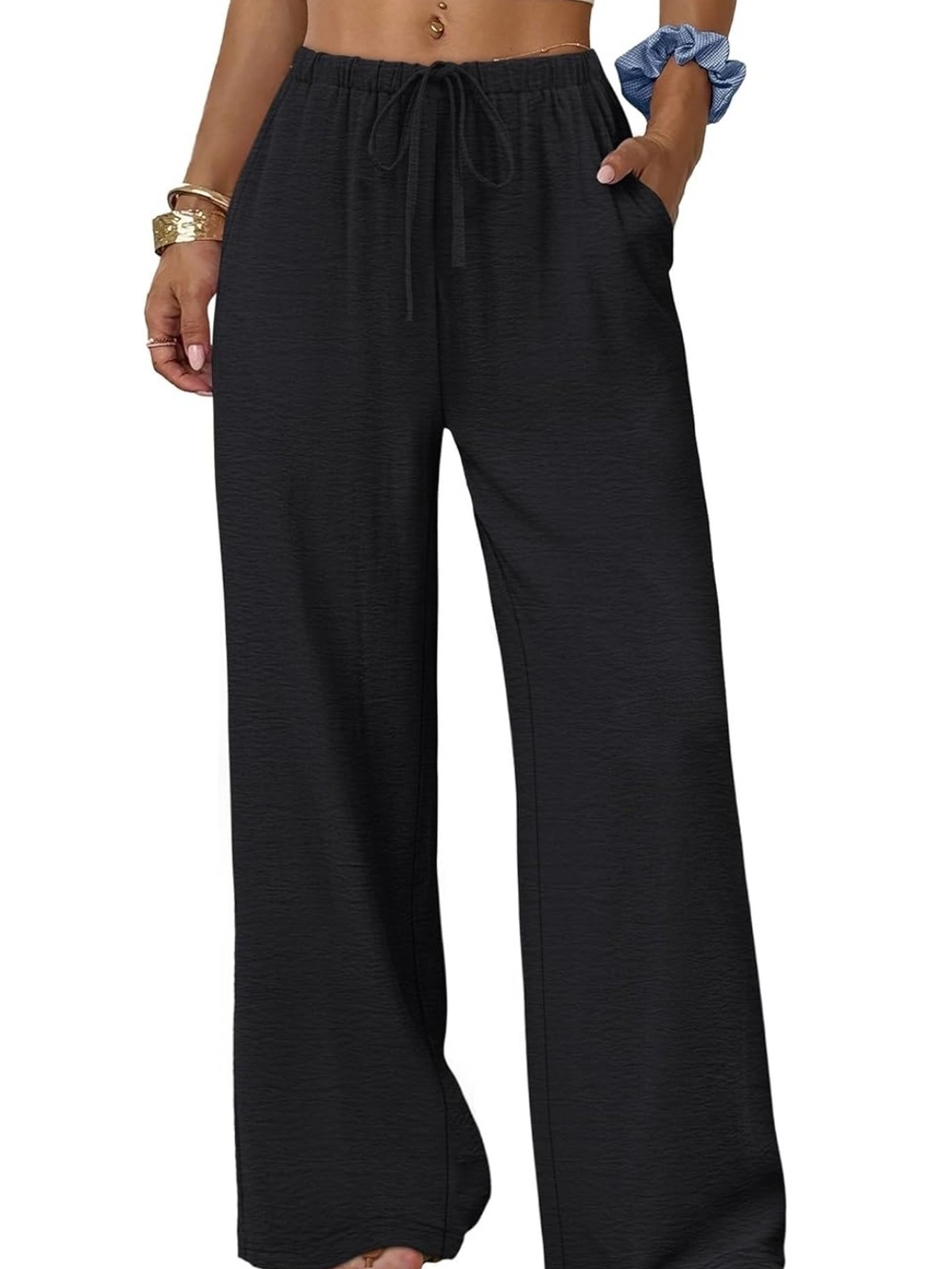 NWT XXL Wide Leg Drawstring Pants - Black
